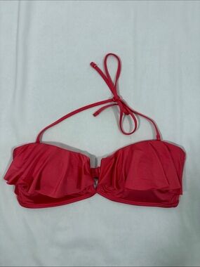 aerie Coral Pink Bandeau Bikini Top